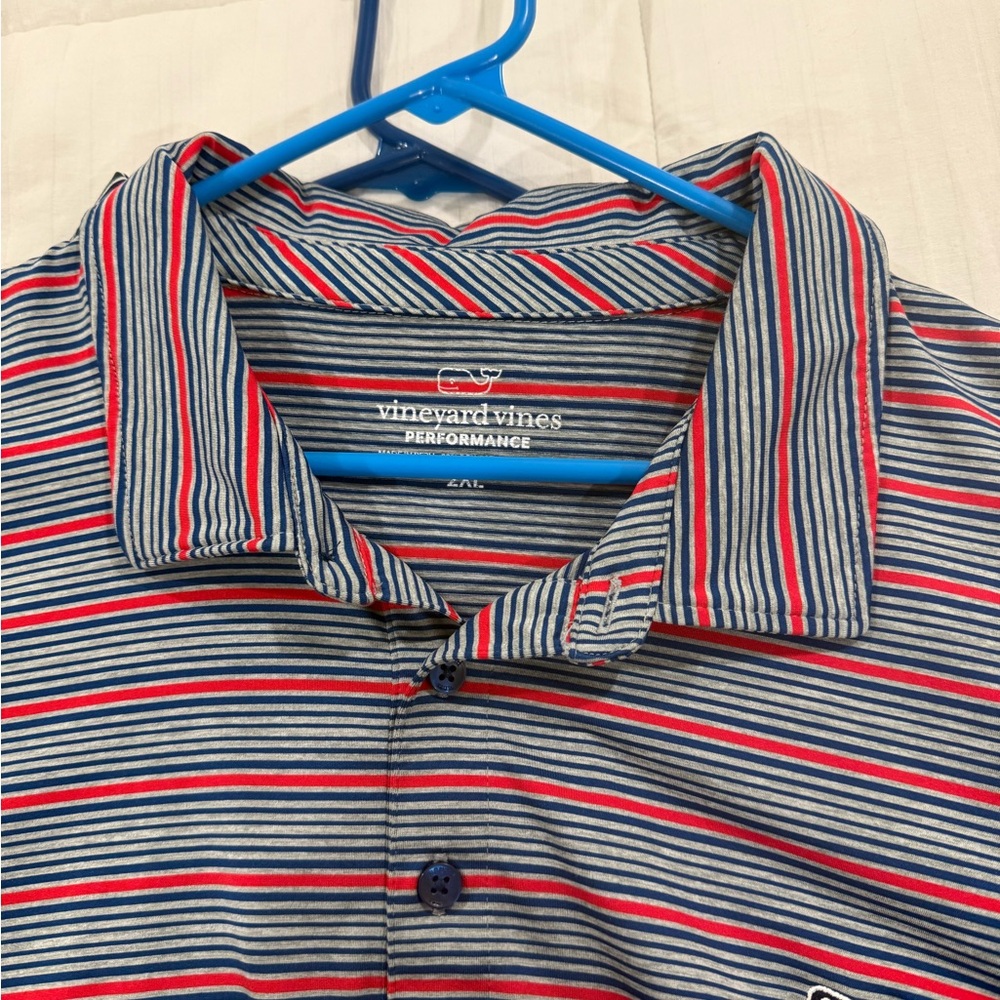 Vineyard Vines Men's Polo - Red, Blue, White Stripes